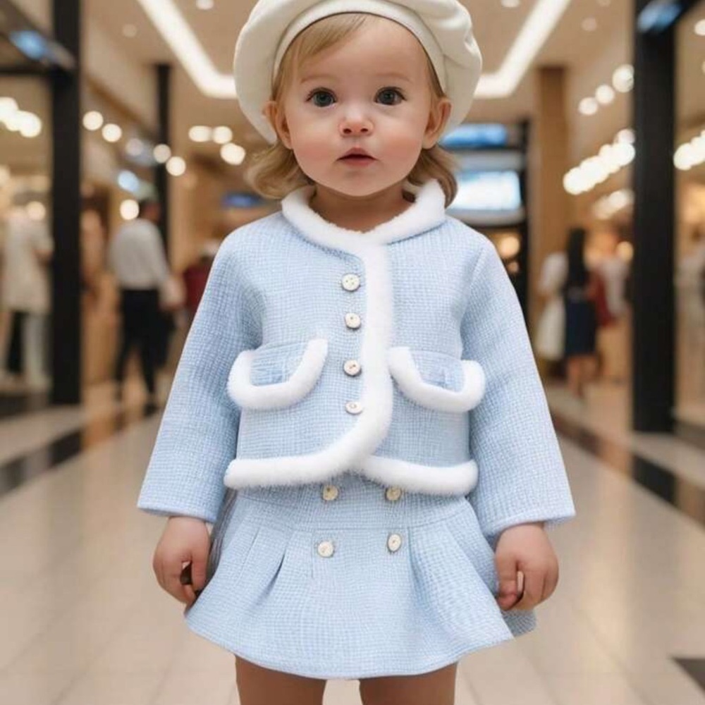 Blue and White Plaid Toddler Outfit